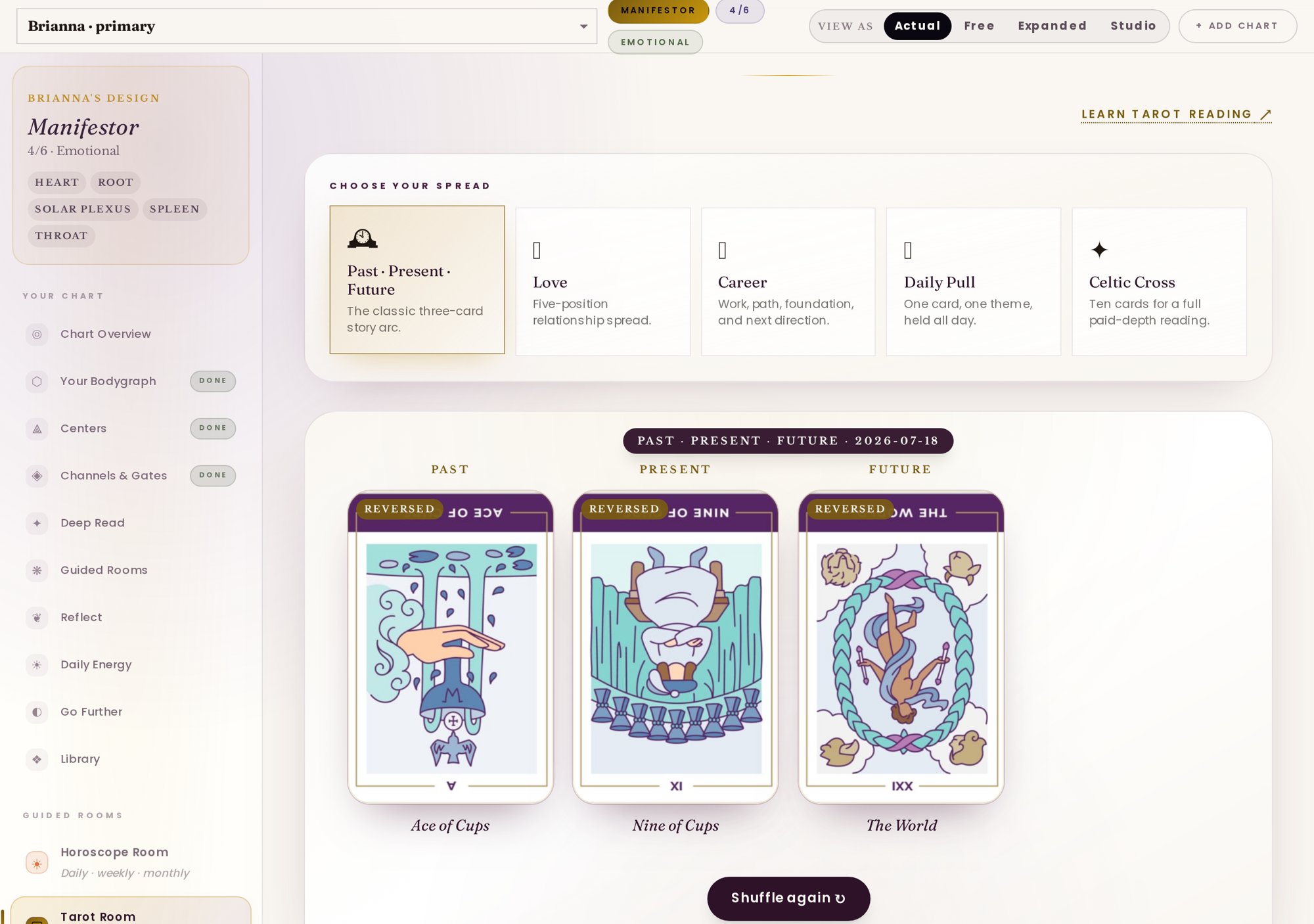 Tarot Room — an actual view inside